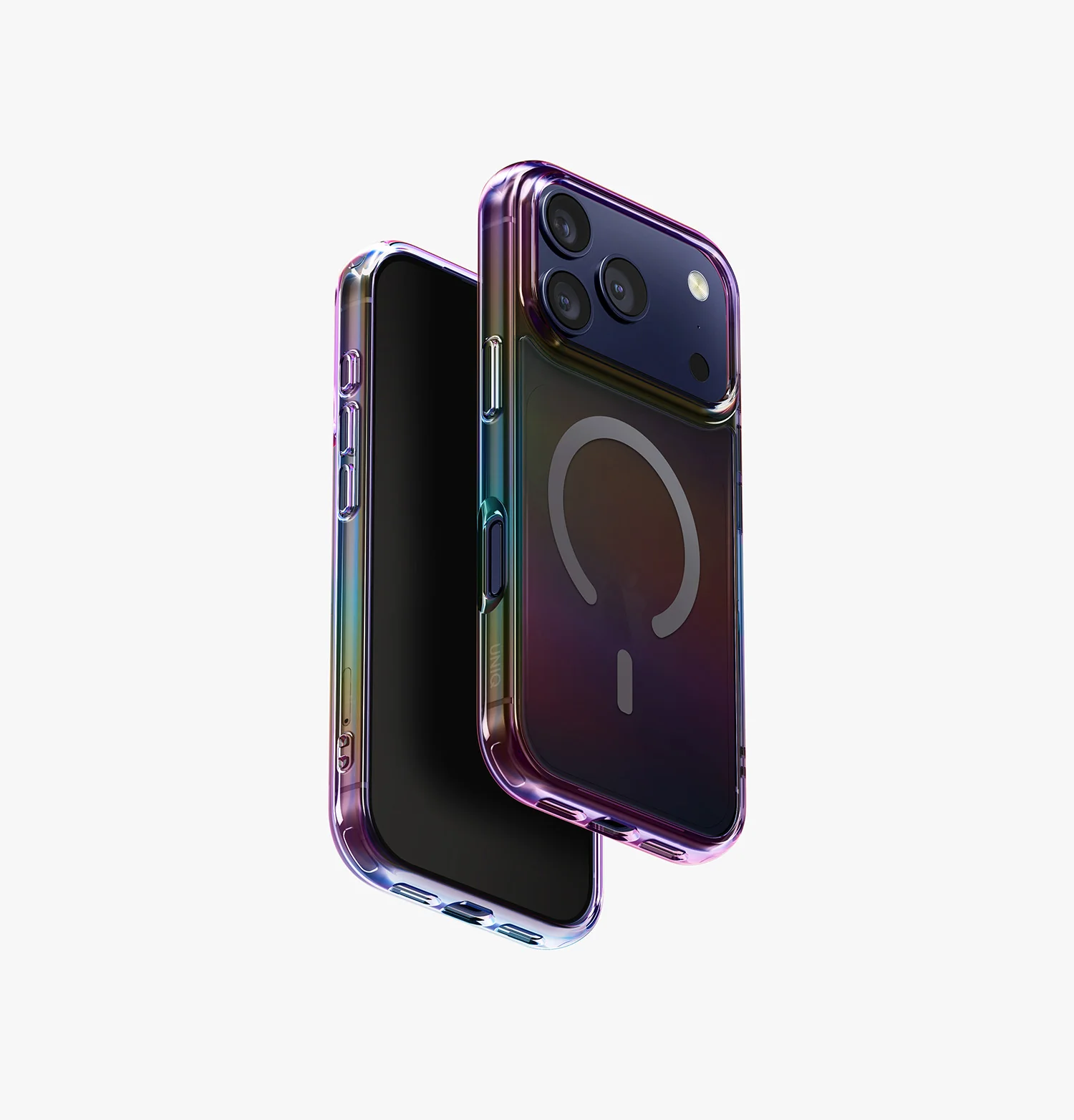 Чехол Uniq для iPhone 17 Pro Iridescia (holographic) (Magsafe), Прозрачный тёмный