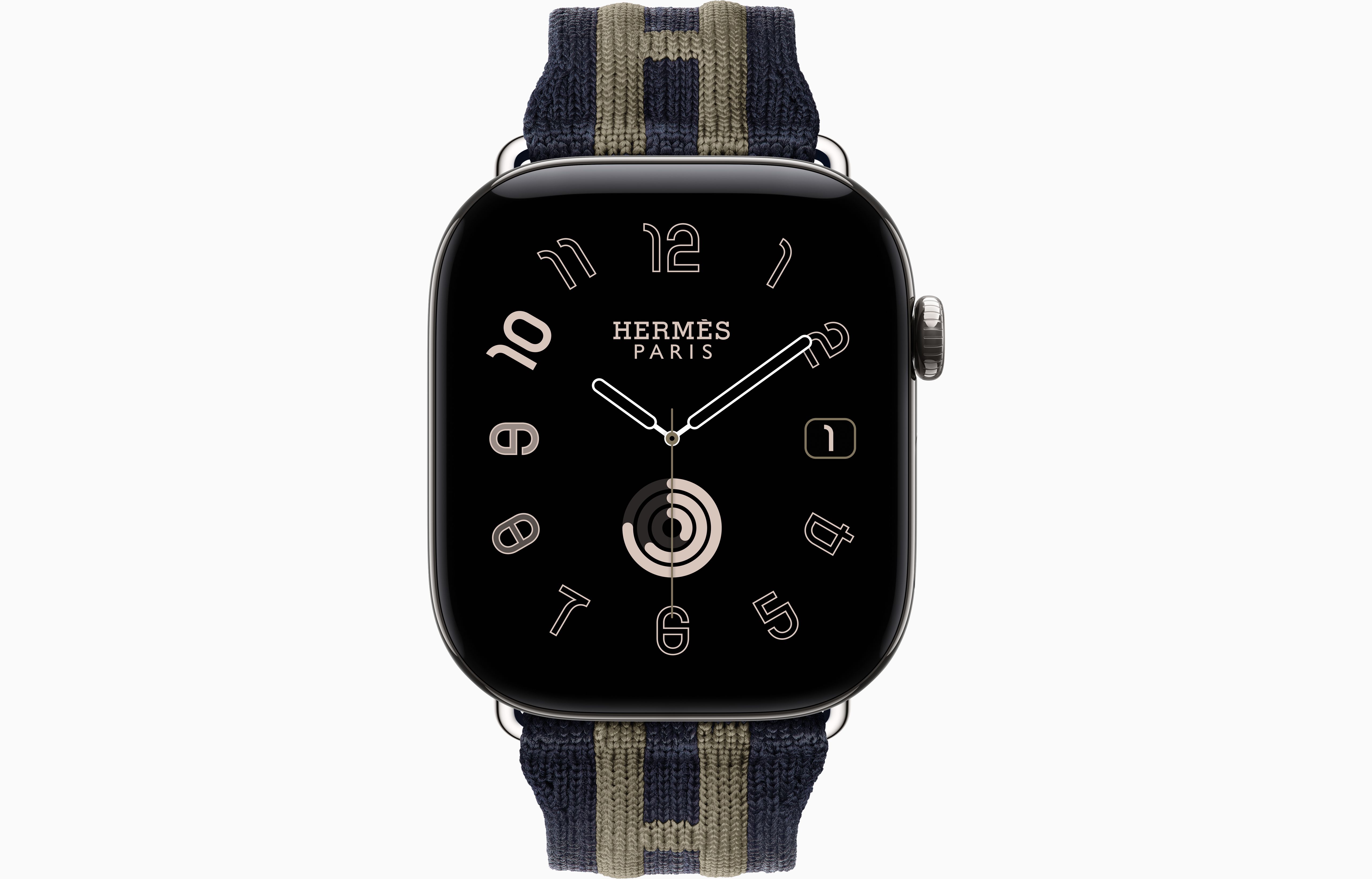 Смарт-часы Apple Watch Hermes Series 12, 46 мм, GPS + Cellular, Titanium Silver, Rocabar Club Bleu Nuit/Gris Titane, One Size