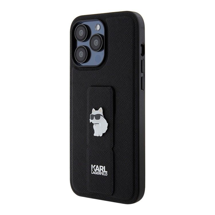 Karl Lagerfeld для iPhone 15 Pro Max чехол GripStand PU Saffiano NFT Choupette metal