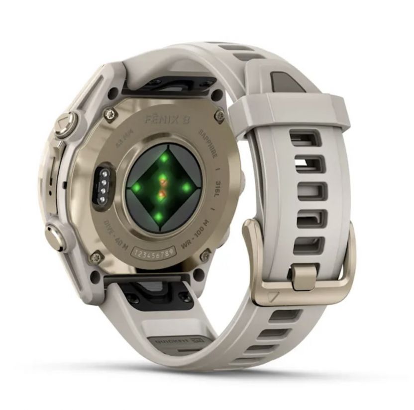 Смарт-часы Garmin Fenix 8 Amoled - 43 mm, Золотистый, дымчато-серый силиконовый ремешок
