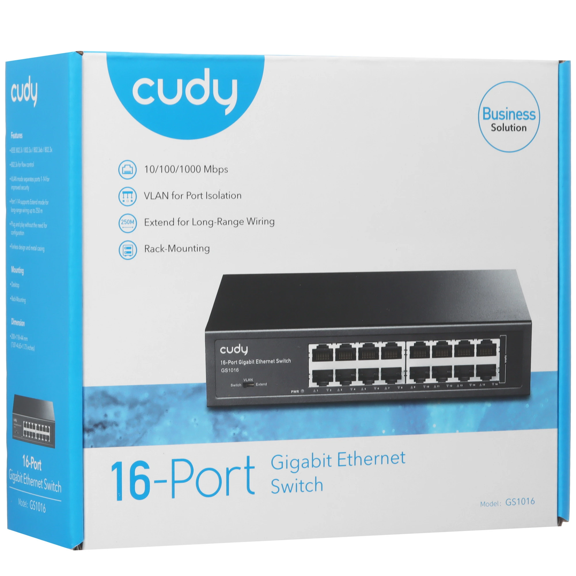 Коммутатор Cudy GS1016, 16 портов, 10/100/1000 Мбит/с, Неуправляемый