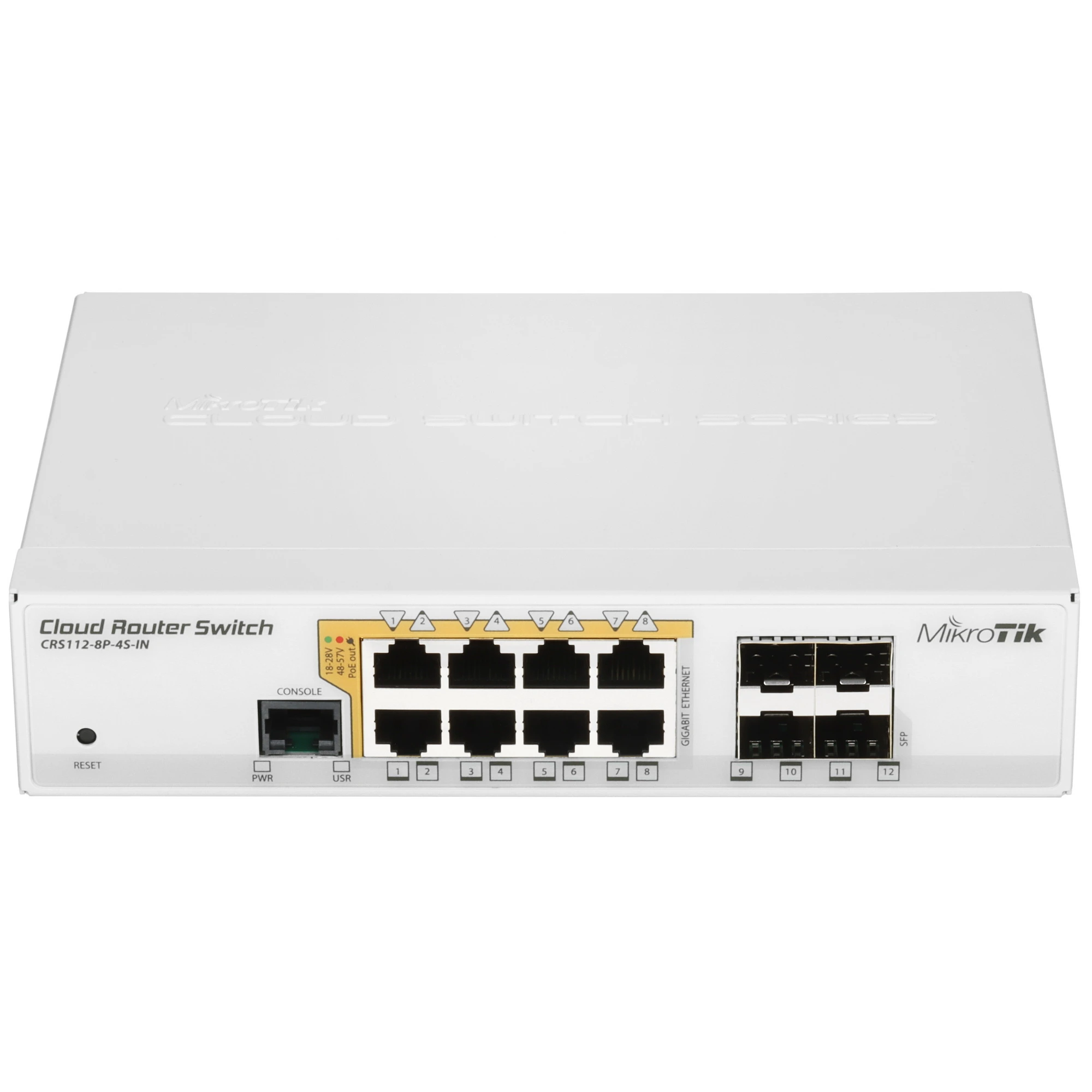 Коммутатор MikroTik CRS112-8P-4S-IN, 12 портов PoE, 10/100/1000 Мбит/с, управляемый L3