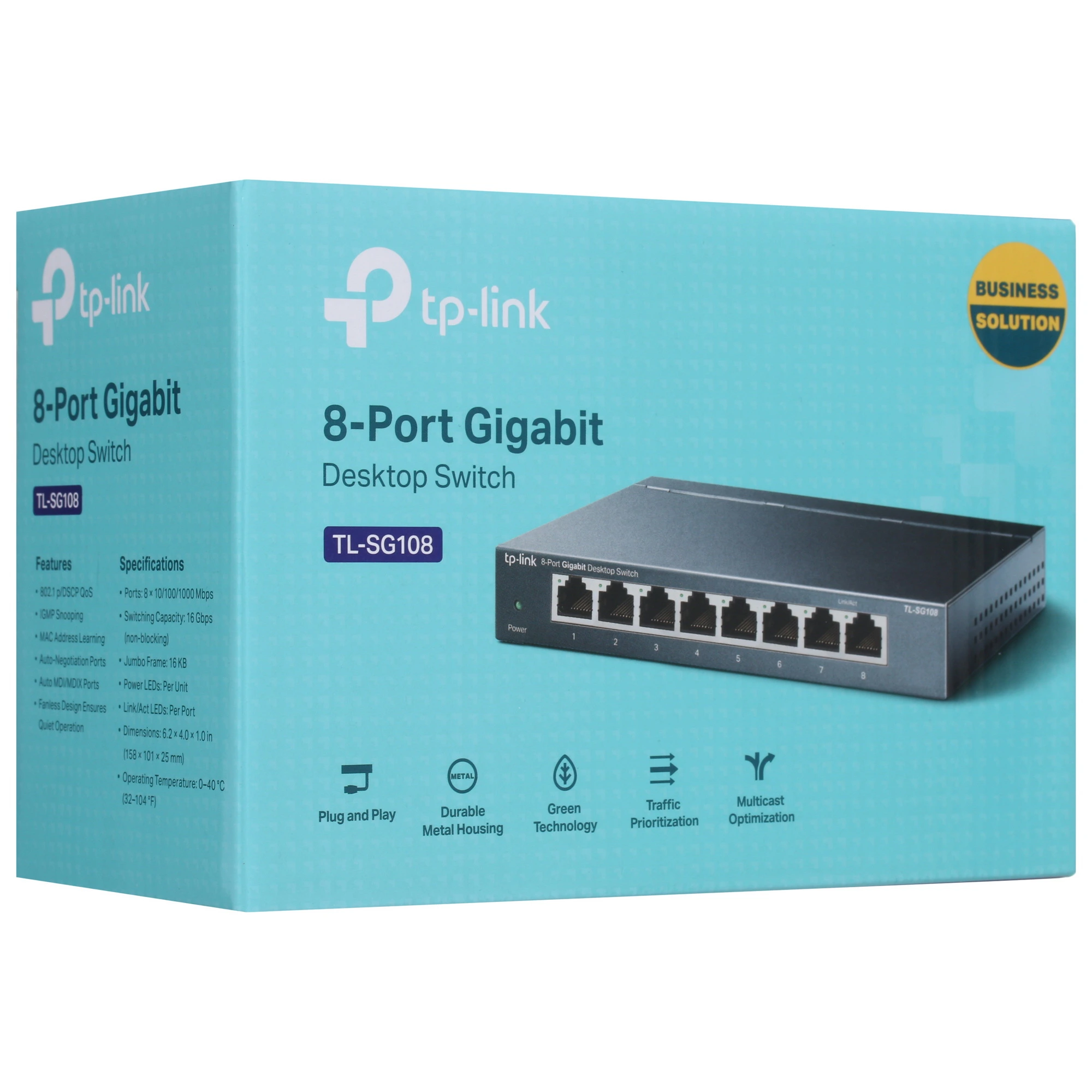 Коммутатор TP-Link TL-SG108, 8 портов, 10/100/1000 Мбит/с, неуправляемый