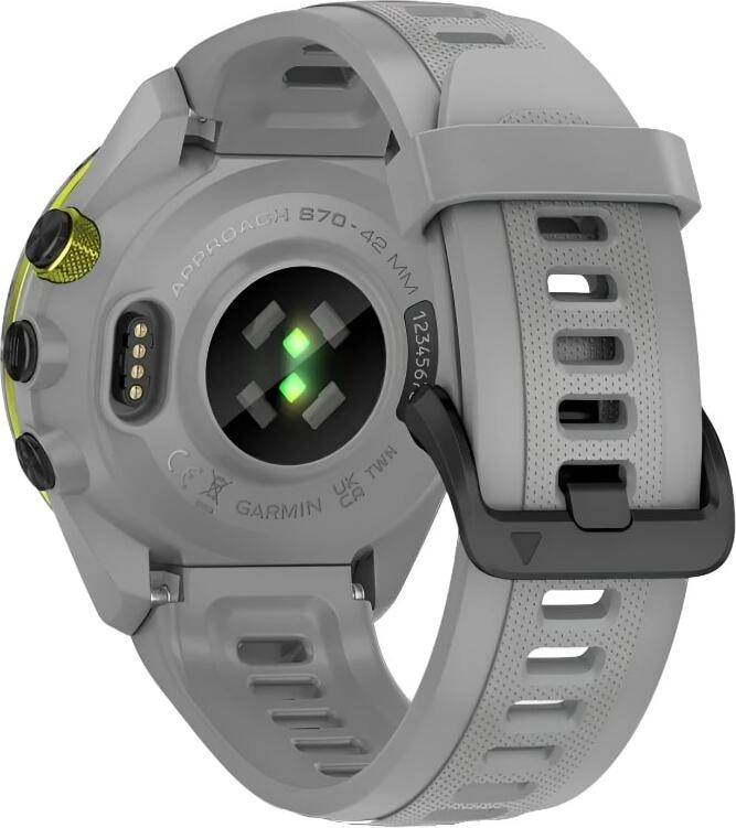 Смарт-часы Garmin Approach S70 - 42 mm, черный керамический безель с серым силиконовым ремешком