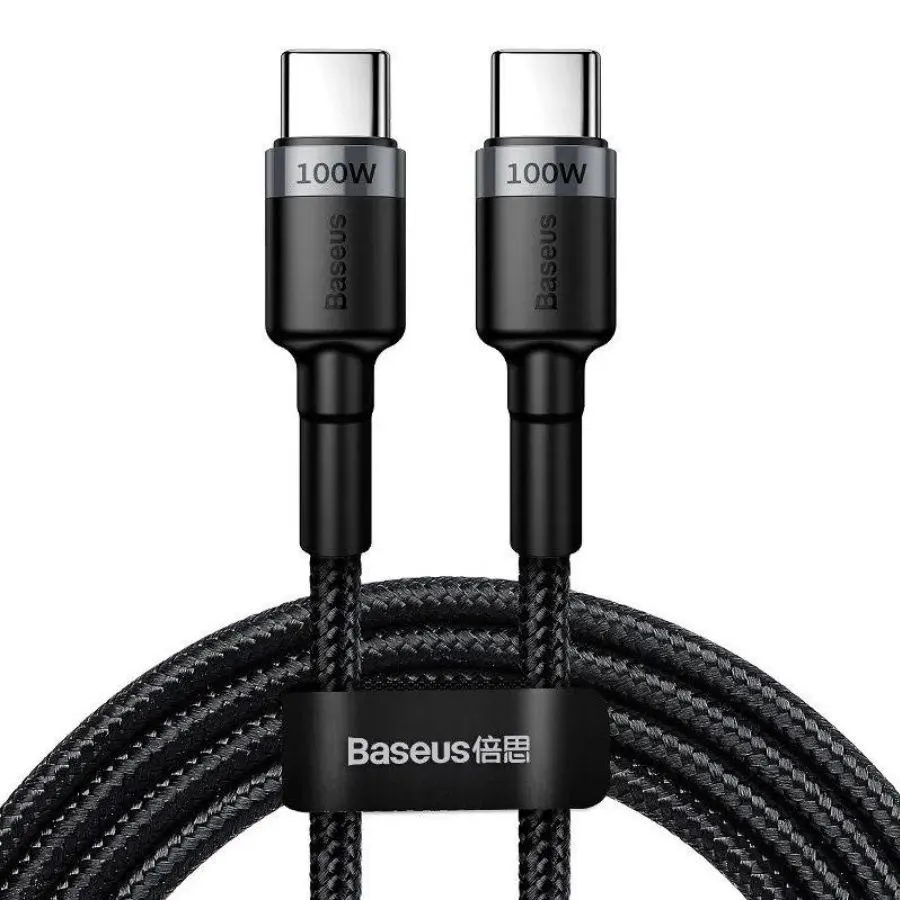 Кабель Baseus Cafule USB Type-C - Type-C 100 Вт, 2 м. черный-серый