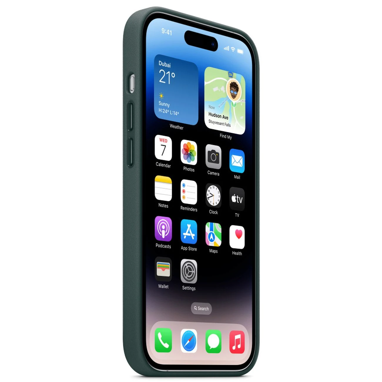 Чехол iPhone 14 Pro Leather MagSafe, Темно-зеленый - MPPH3