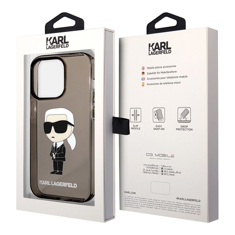 Karl Lagerfeld для iPhone 15 Pro Max чехол PC/Термополиуретан NFT Karl Ikonik Hard Translucent Black