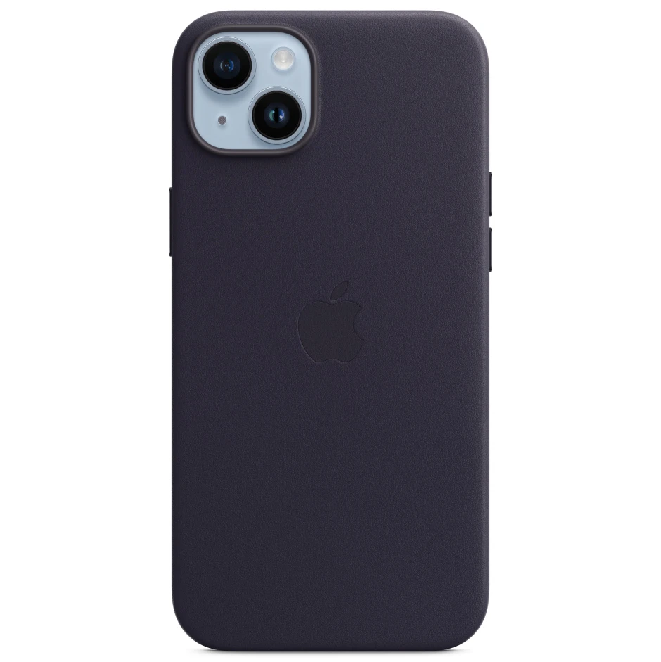 Чехол iPhone 14 Plus Leather MagSafe, Тёмно-фиолетовый