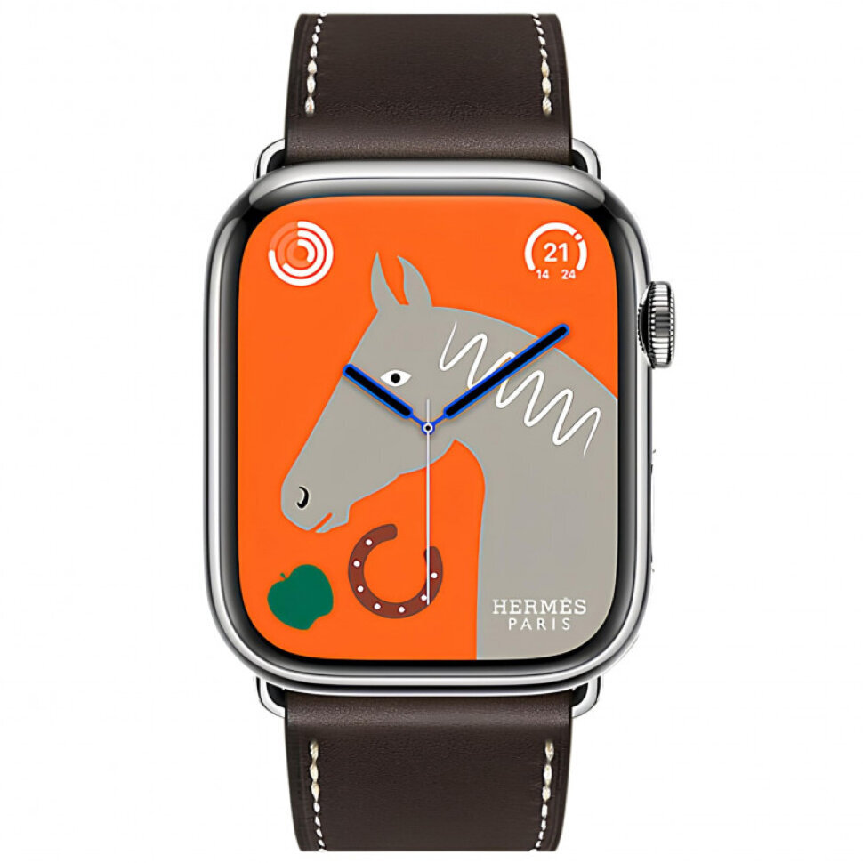 Смарт-часы Apple Watch S10 Hermes - 46 mm ремешок с раскладывающейся застежкой, темно-коричневый