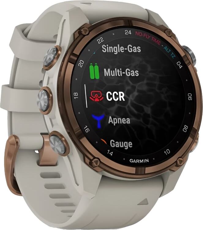 Смарт-часы Garmin Descent Mk3i - 43 mm, Титановый, бронзовый безель с PVD-покрытием, серый силиконовый ремешок