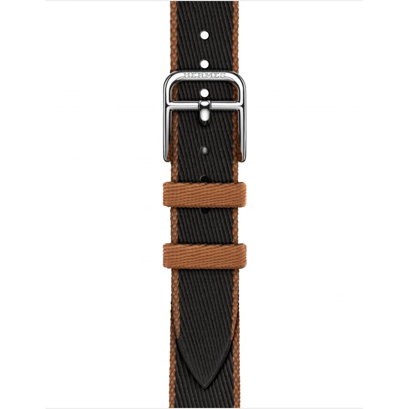 Смарт-часы Apple Watch S10 Hermes - 42 mm браслет Twill Jump Attelage Single Tour (Noir-gold | черный-золото)