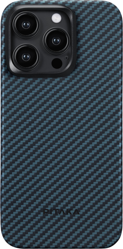 Чехол Pitaka MagEZ Case 4 для iPhone 15 Pro Max, кевлар, черный/синий Чехол Pitaka MagEZ Case 4 для iPhone 15 Pro Max, кевлар, черный/синий