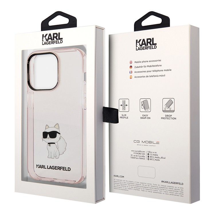 Karl Lagerfeld для iPhone 15 Pro Max чехол PC/Термополиуретан NFT Choupette Hard Translucent Pink