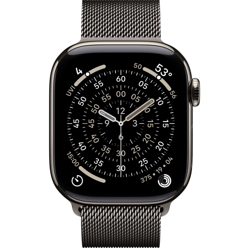Смарт-часы Apple Watch 11 корпус Natural Titanium 42 мм, Milanese Loop Gray