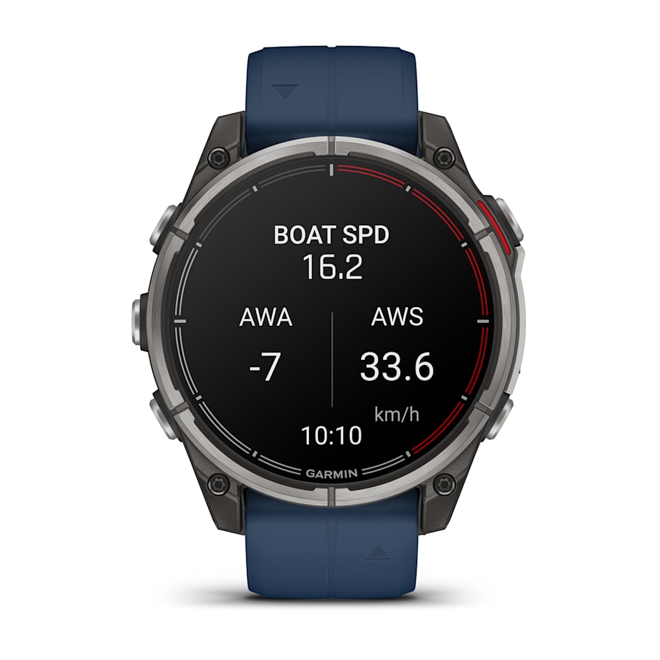 Часы Garmin Quatix 8 - 47 мм, AMOLED, Sapphire, Titanium, синий силиконовый ремешок