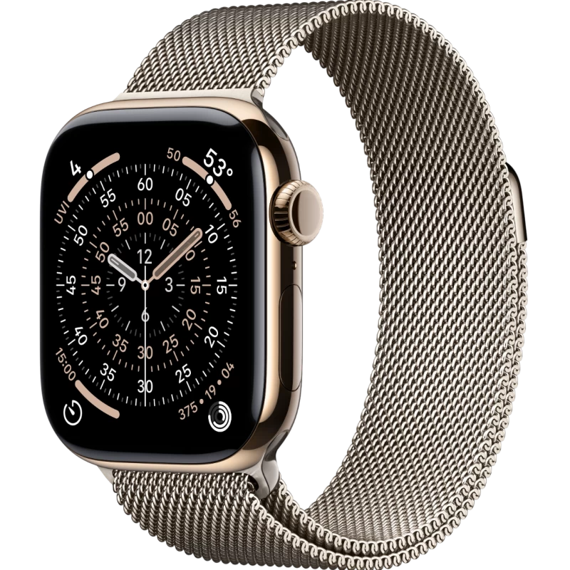 Смарт-часы Apple Watch 11 титановые Gold  46 мм, Milanese Loop Natural Titanium