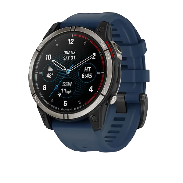 Смарт-часы Garmin Quatix 7 Sapphire Edition - 47 mm, Титановый, синий силиконовый ремешок