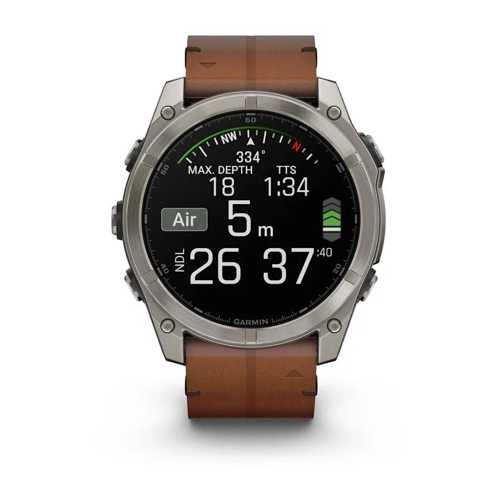 Смарт-часы Garmin Fenix 8 51mm Amoled Sapphire Bare Titanium Black with Chestnut Leather Band with Grapphite Silicone Band (010-02905-40)