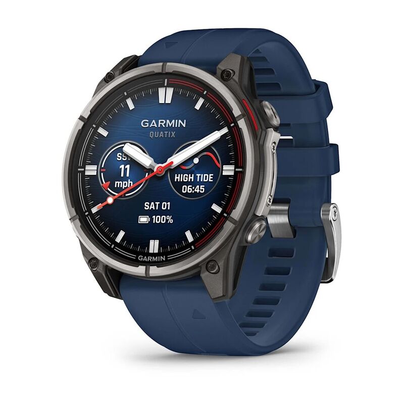 Часы Garmin Quatix 8 - 51 мм, AMOLED, Sapphire, Titanium, синий силиконовый ремешок