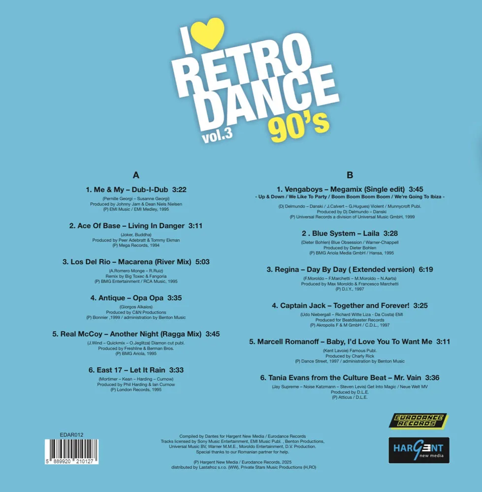 Виниловая пластинка VARIOUS ARTISTS - I Love Retro Dance 90s vol.3