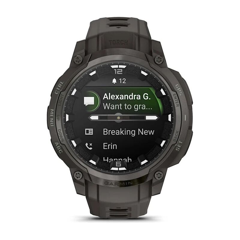 Смарт-часы Garmin Instinct Crossover Amoled - 46 mm, Светло-черный, силиконовый ремешок цвета древесного угля