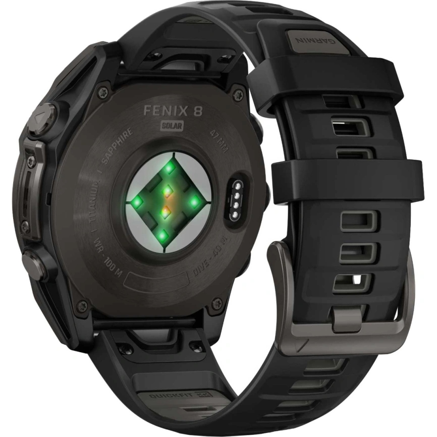 Смарт-часы Garmin Fenix 8 47mm Solar Sapphire (010-02906-11) Carbon Gray DLC Titanium with Yellow/Graphite Silicone Band