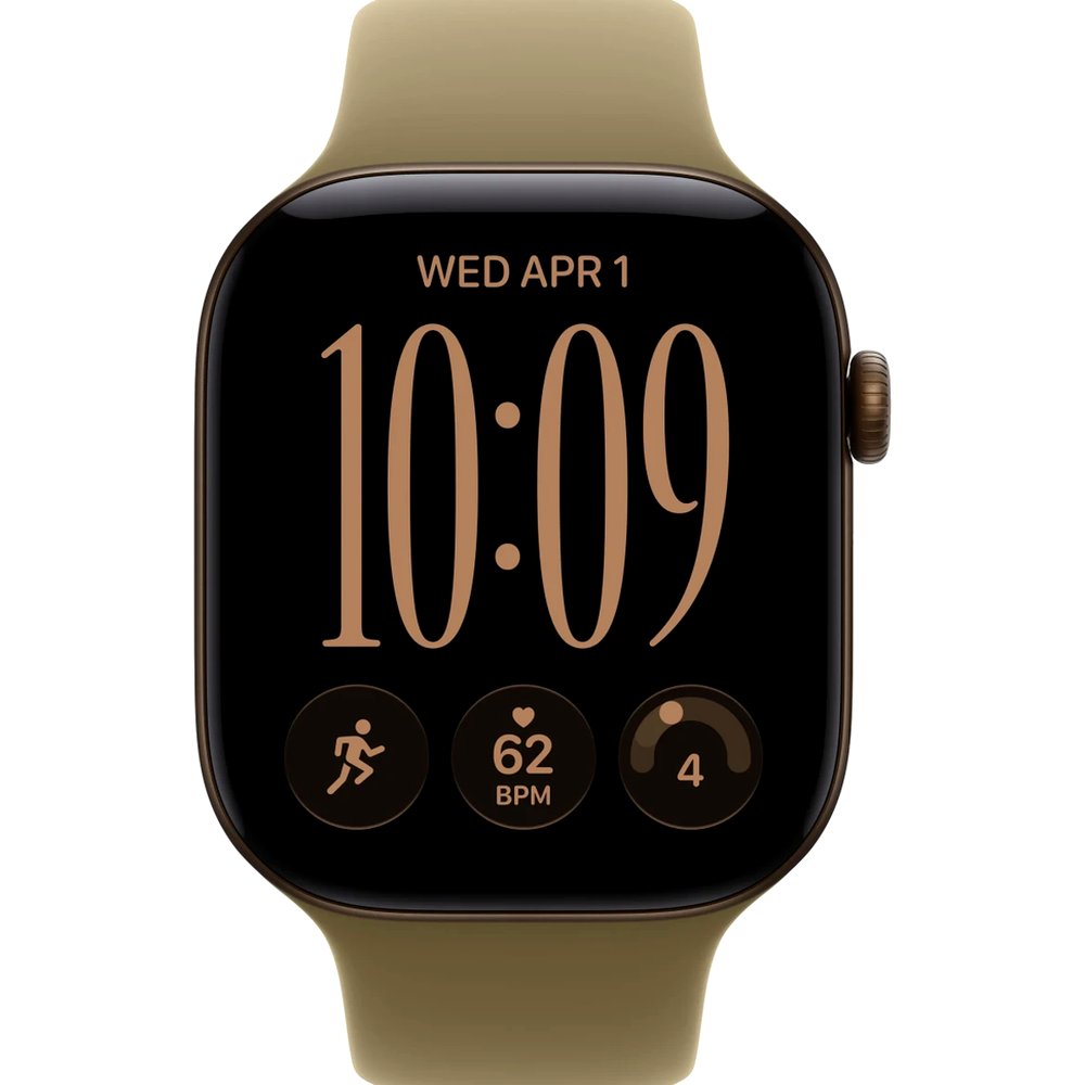Смарт-часы Apple Watch Series 12, 46 мм, GPS, корпус алюминий Dark Bronze, ремешок Sport Band Olive, размер M/L