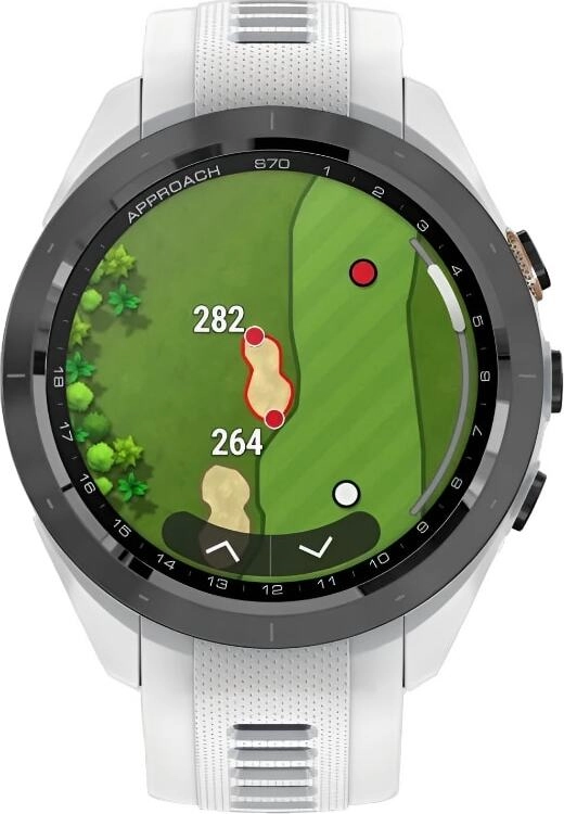 Смарт-часы Garmin Approach S70 - 42 mm, черный керамический безель с белым силиконовым ремешком