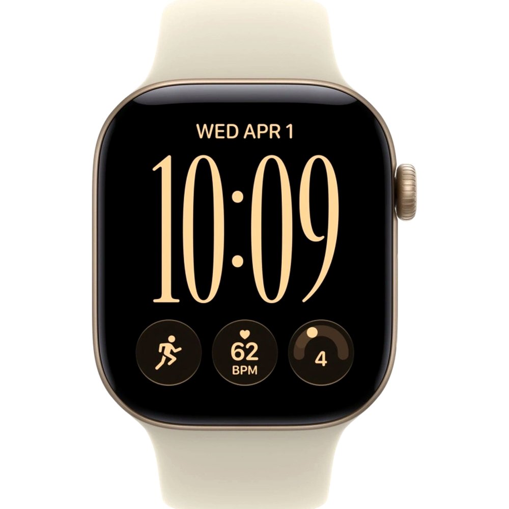 Смарт-часы Apple Watch Series 12, 46 мм, GPS, корпус алюминий Light Gold, ремешок Sport Band Sand, размер M/L