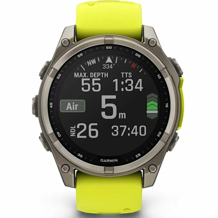 Смарт-часы Garmin Fenix 8 47mm Solar Sapphire (010-02906-21) Carbon Gray DLC Titanium with Yellow/Graphite Silicone Band