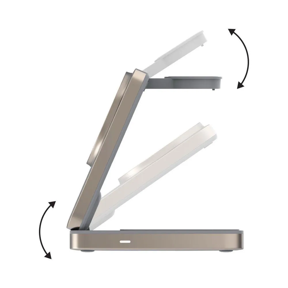 Беспроводная Зарядка MOMAX 1-Charge Q.Port Qi2 3-in-1 Magnetic Wireless charging Stand, Серебристый