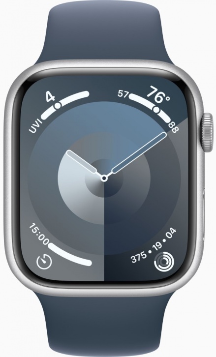 Умные часы Apple Watch Series 9 41 мм Aluminium Case GPS / (спортивный ремешок, цвет   Синий шторм (S/M)