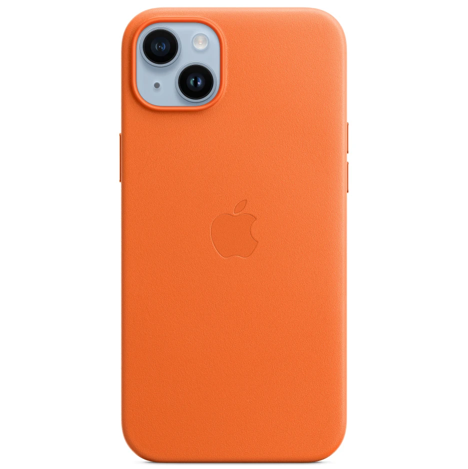 Чехол iPhone 14 Plus Leather MagSafe, Оранжевый