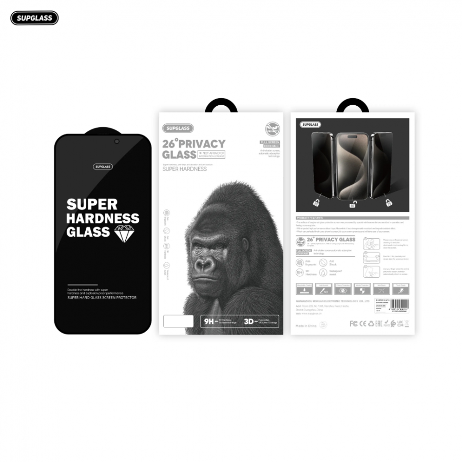 Защитное стекло SupGlass XC-12 Антишпион для iPhone 16 Pro Max
