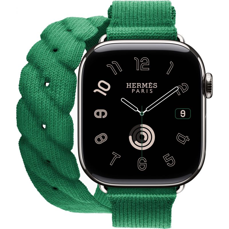 Смарт-часы Apple Watch S10 Hermes - 42 mm, браслет Torsade Double Tour (Vert Moyen | зеленый)