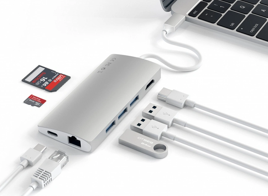 Хаб Satechi USB-C 8 в 1 (ST-TCMA2S) Silver