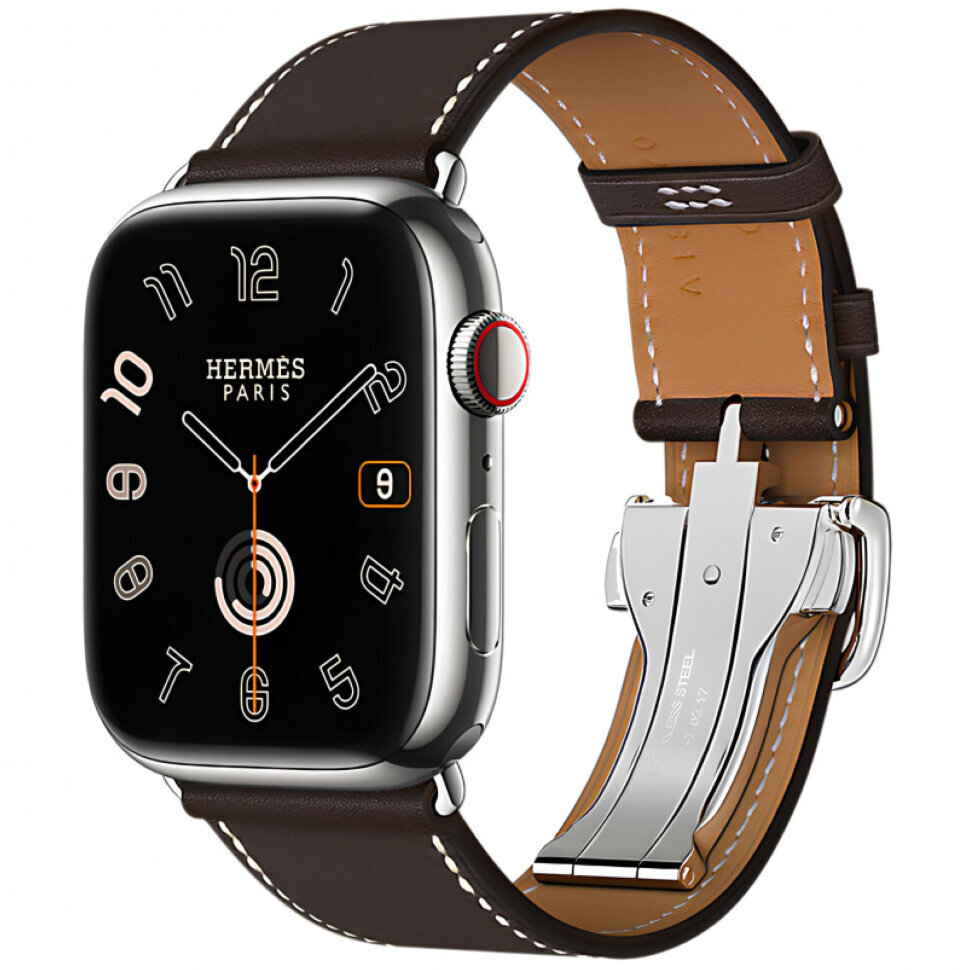 Смарт-часы Apple Watch S10 Hermes - 46 mm, ремешок с раскладывающейся застежкой, темно-коричневый