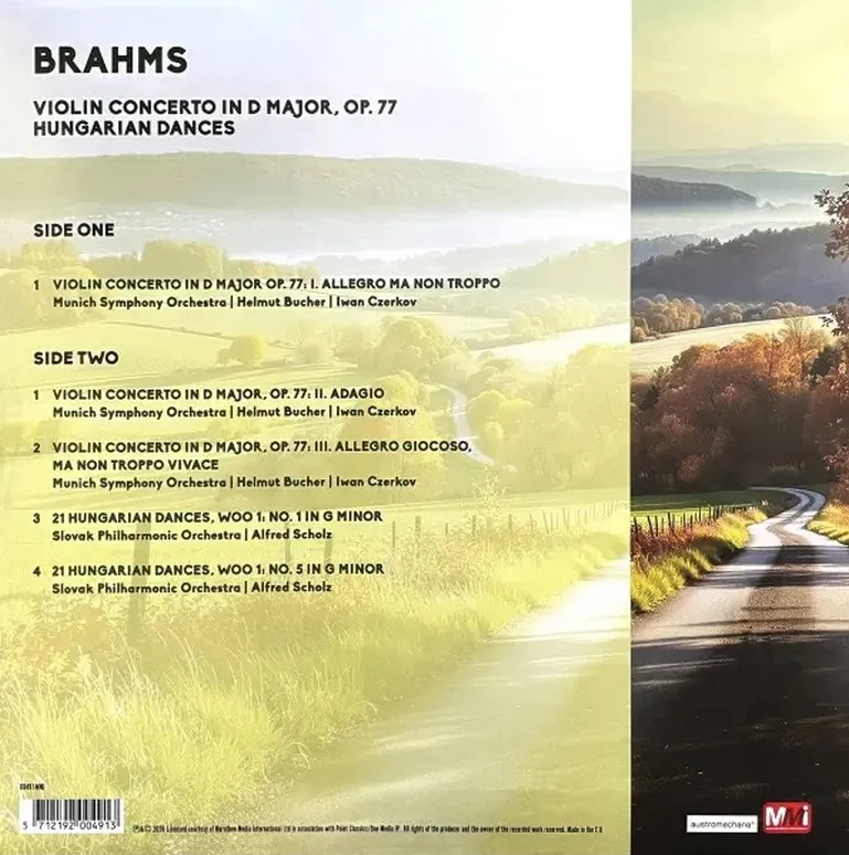 Виниловая пластинка BRAHMS JOHANNES - Concerto For Violin, Tragic Ouverture, Hungarian Dances