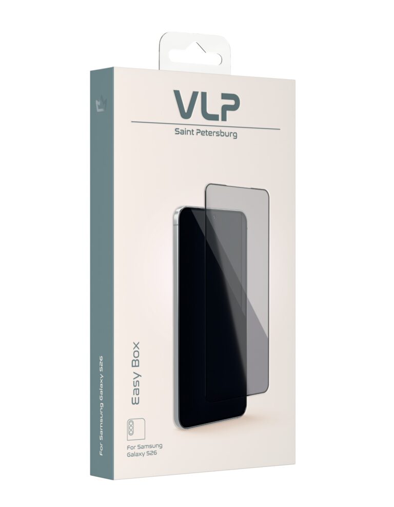 Защитное стекло VLP 2.5D Easy Box для Samsung Galaxy S26 с чёрной рамкой