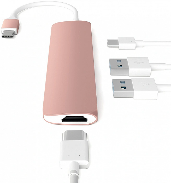 Хаб Satechi USB-C 4 в 1 (ST-CMAR) Rose Gold