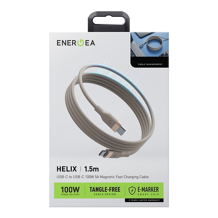 Кабель Energea HELIX USB-C to USB-C 100W 480 Mbps Magnetic Gold 1.5 м