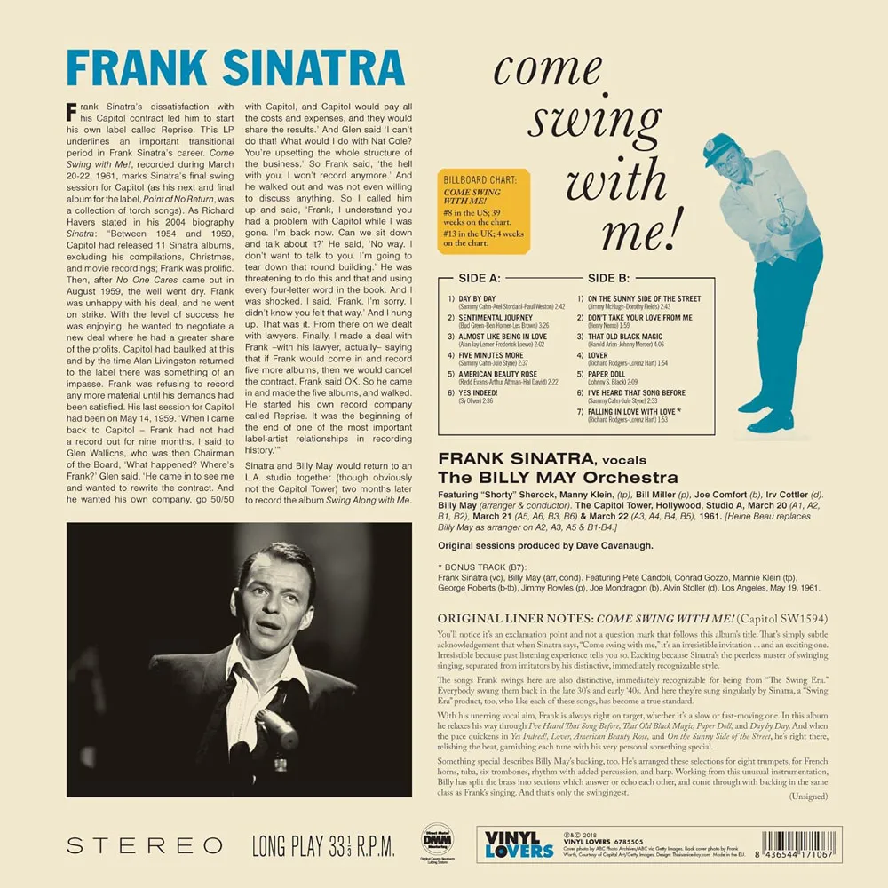 Виниловая пластинка SINATRA FRANK - Come Swing With Me