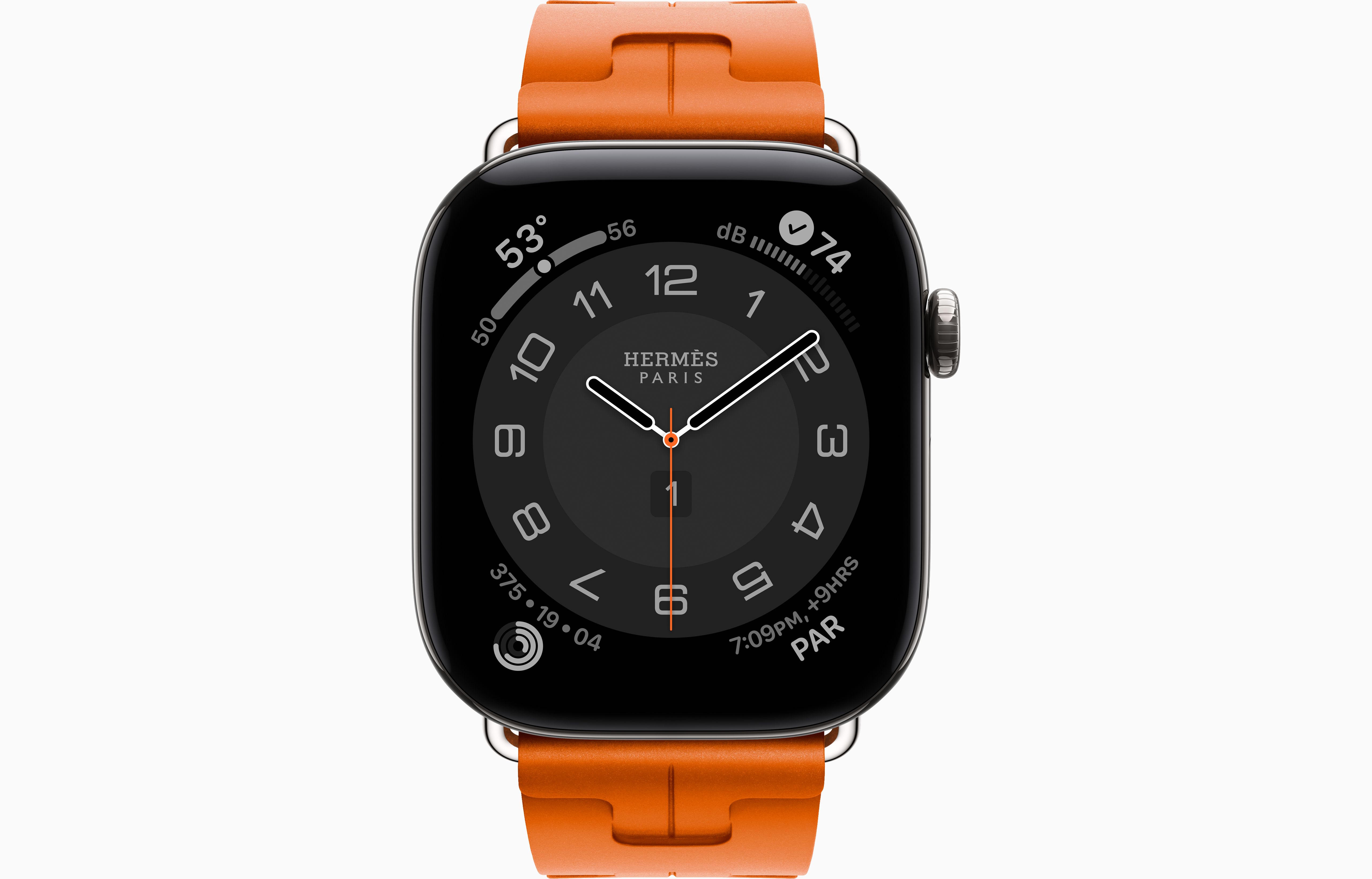 Смарт-часы Apple Watch Hermes Series 12, 46 мм, GPS + Cellular, Titanium Silver, Kilim Single Tour Orange, One Size