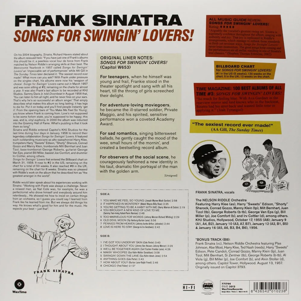 Виниловая пластинка SINATRA FRANK - Songs For Swingin Lovers!
