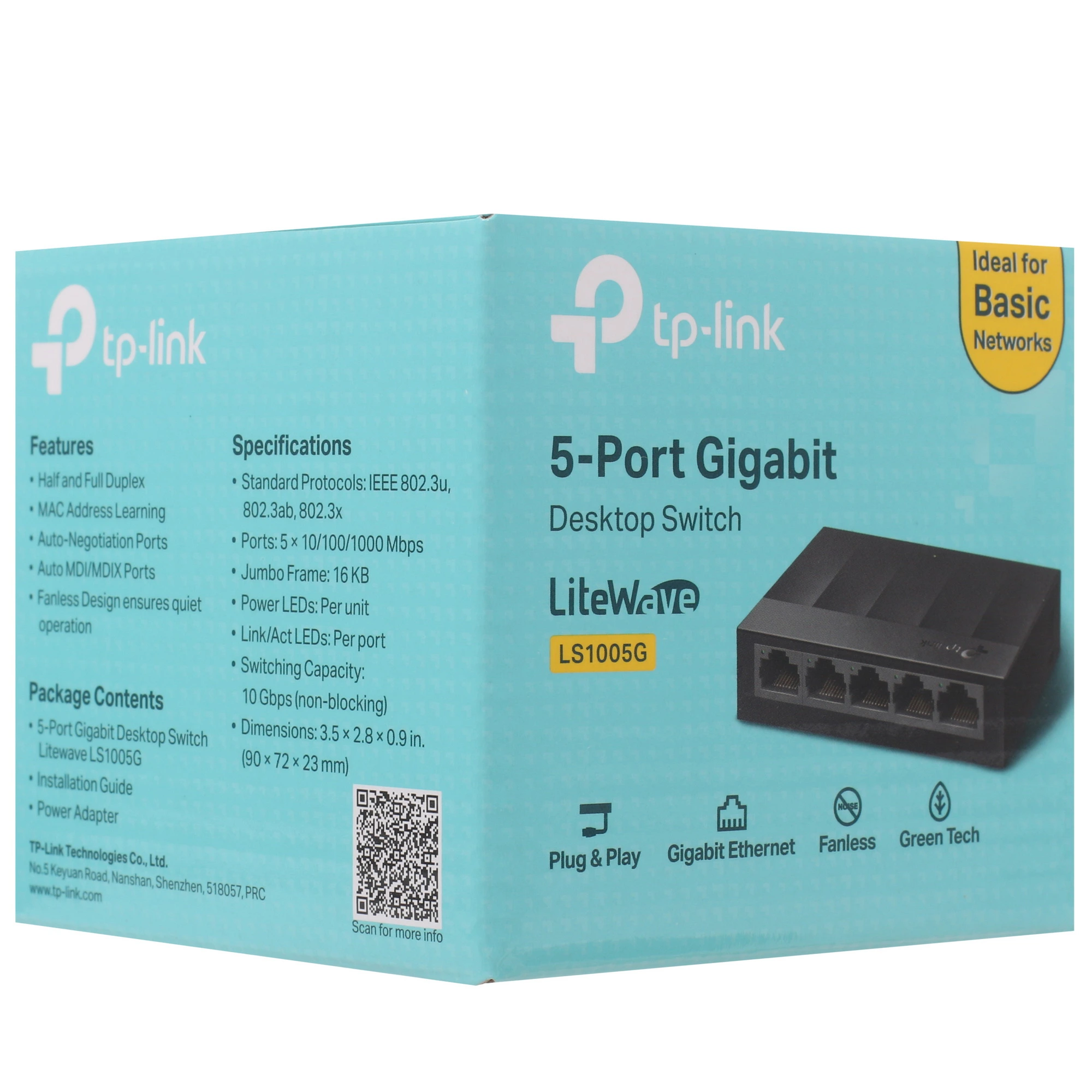 Коммутатор TP-Link LS1005G, 5 портов, 1Гбит/с, Неуправляемый