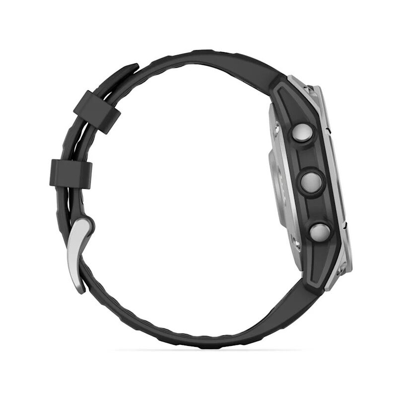Смарт-часы Garmin Fenix E Amoled - 47 mm, Серый с серебристым стальным безелем | черный силиконовый ремешок