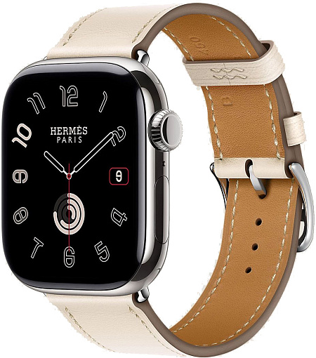 Смарт-часы Apple Watch S10 Hermes - 46 mm браслет Leather Single Tour Etoupe, (Béton | бежевый)