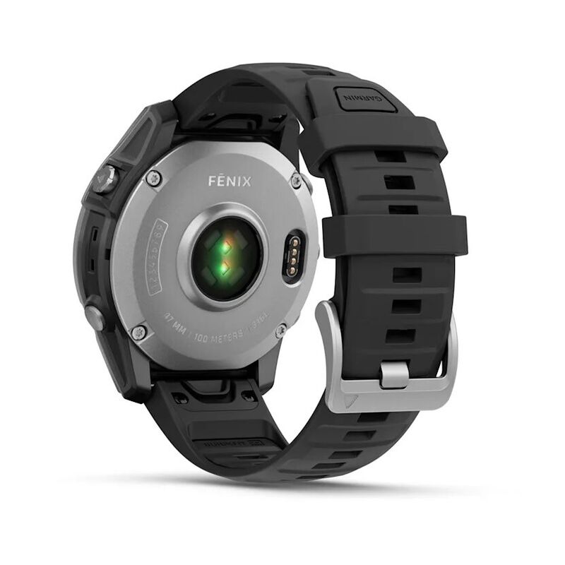 Смарт-часы Garmin Fenix E Amoled - 47 mm, Серый с серебристым стальным безелем | черный силиконовый ремешок