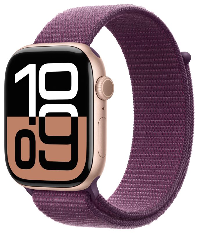Смарт-часы Apple Watch Series 10, 42 мм алюминиевый корпус "розовое золото", ремешок Sport Loop, цвет сливовый Смарт-часы Apple Watch Series 10, 42 мм алюминиевый корпус "розовое золото", ремешок Sport Loop, цвет сливовый