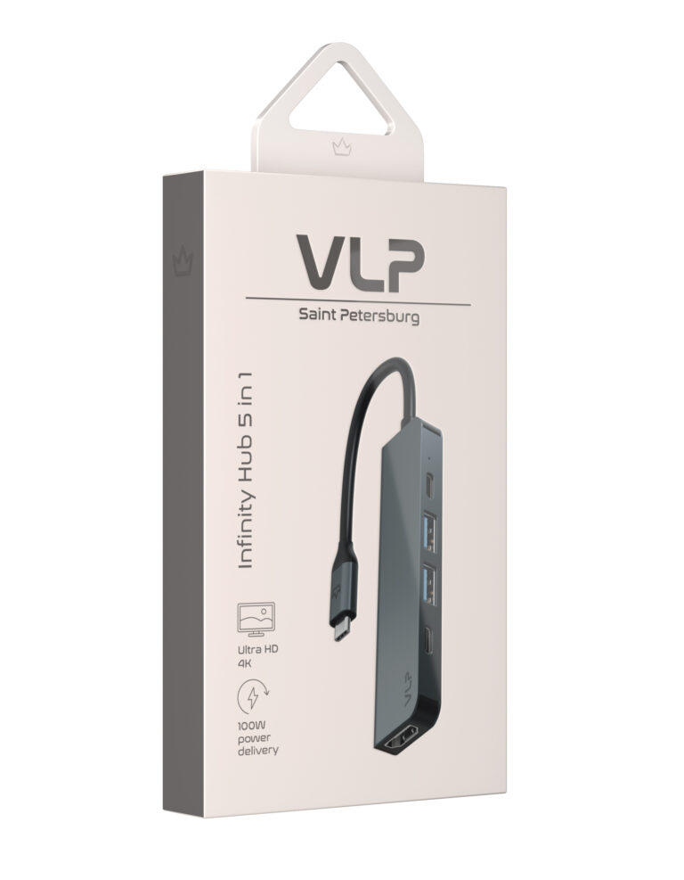 Адаптер VLP Infinity USB-C Hub 5 в 1, серебристый